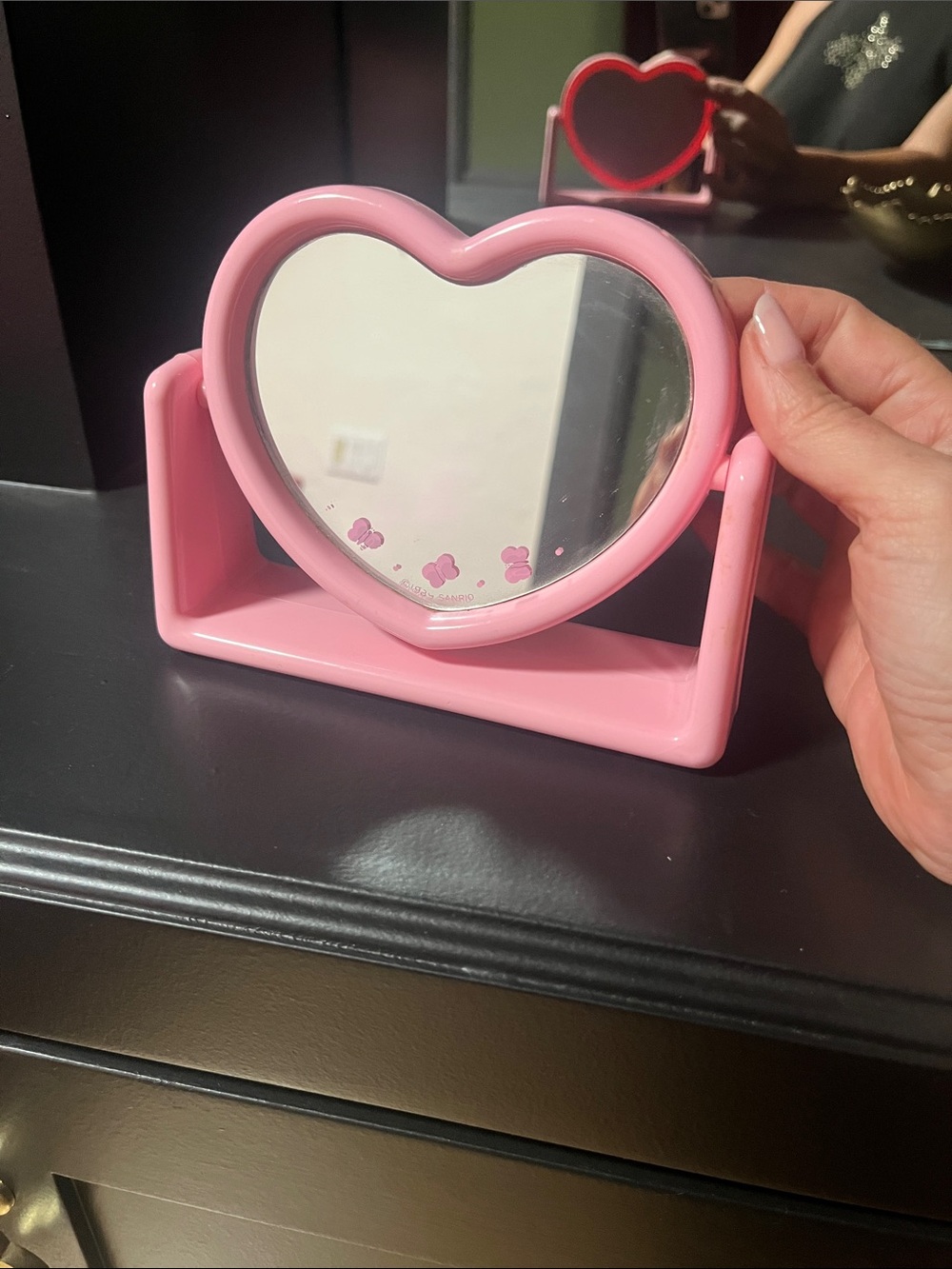 Vintage Sanrio Pink Heart-Shaped Vanity Mirror 1989 - Picture 9 of 9